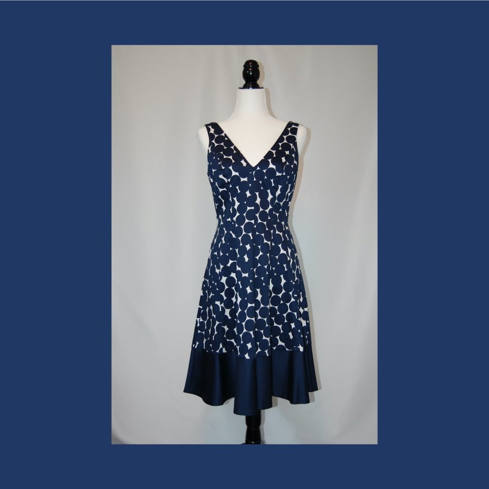 Jones & Co. Cocktail Dress - Size 6 - Navy & White
